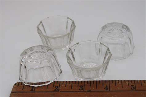 Vintage Pressed Glass Salts Salt Cellars Set Of Four Tiny Individual Dishes Salt Dips