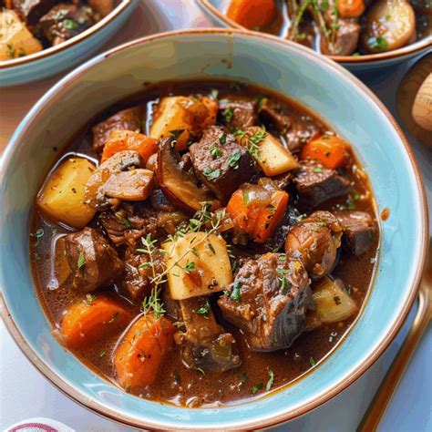 hearty beef stew  parsnips carrots mushrooms potatoes