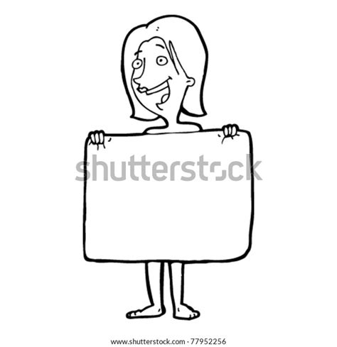 caricatura de una mujer desnuda cubriéndose vector de stock libre de