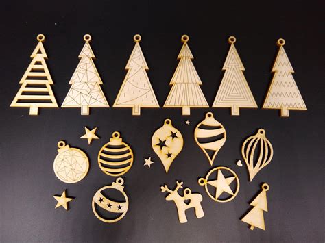 Wooden Laser Cut Christmas Decorations Christmas Tree Etsy