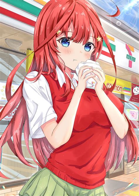 Go Toubun No Hanayome Nakano Itsuki Eating Redhead School Uniform