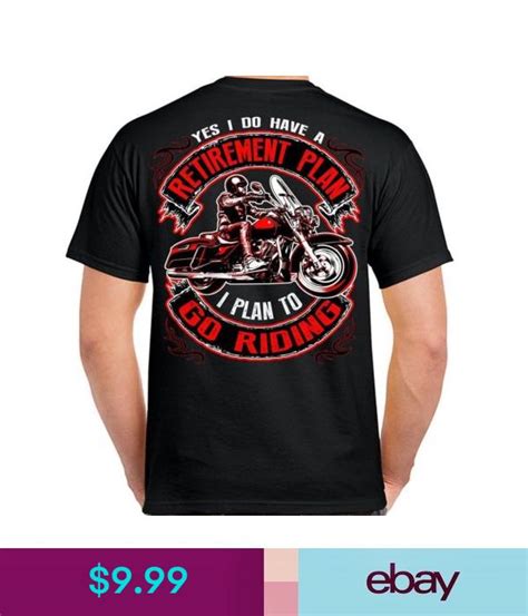 Mens Black Biker Life T Shirt Retirement Plan To Go Riding