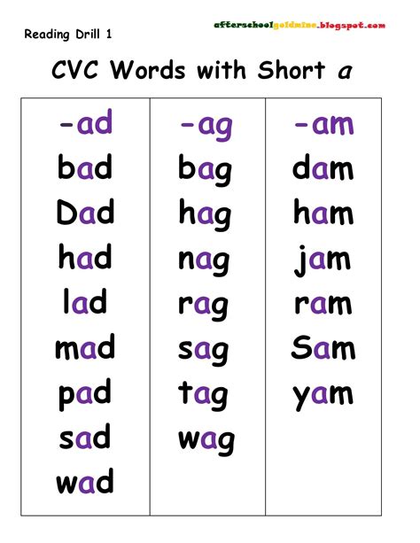 Cvc Words For Grade 1 Pdf