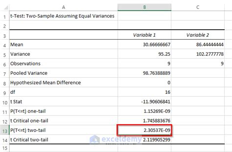 How To Find A Significant Difference Between Two Numbers In Excel 2