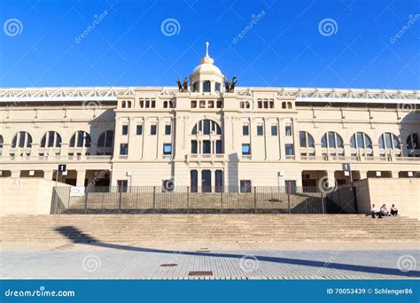 Fassade Barcelonas Das Olympiastadion Estadi Olimpic Lluis Companys