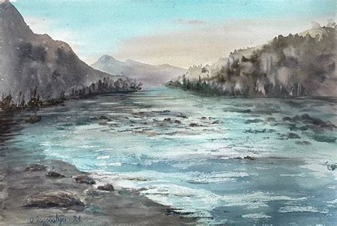 Mountain River Painting by Olga Gogulya | Saatchi Art