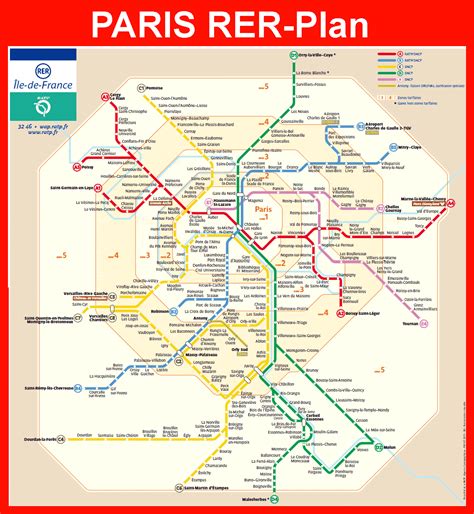 Paris RER-Plan - RER Karte von Paris