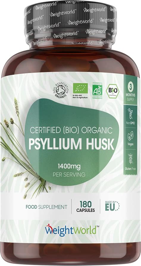 Buy Organic Psyllium Husk Capsules 1400mg 180 Vegan Capsules 3 Month Supply High Soluble