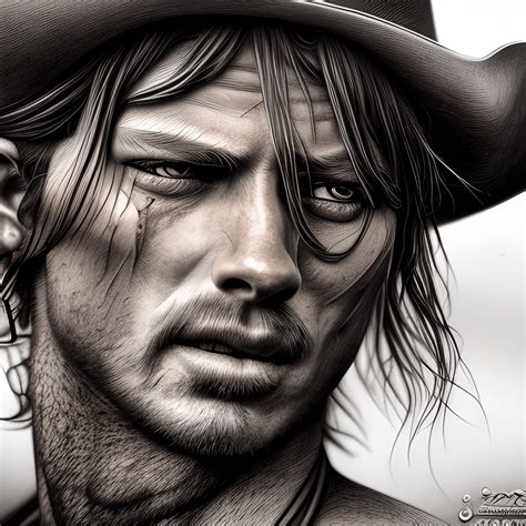 Cowboy Deviantart Hyper Realistic Dark Illustration · Creative Fabrica