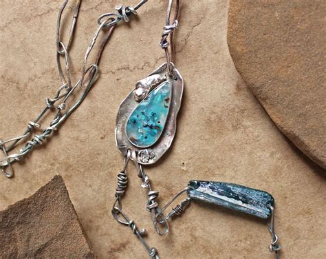 Rustic Confetti Chrysocolla And Sterling Silver Talisman Necklace