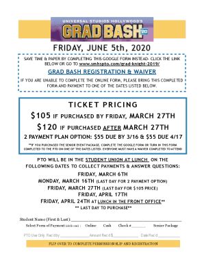 Fillable Online GRAD BASH FORM Fax Email Print PdfFiller