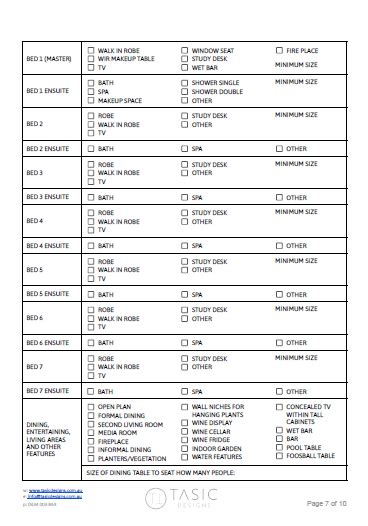 FREE New House Design Brief Checklist and Questionnaire — Tasic Designs ...