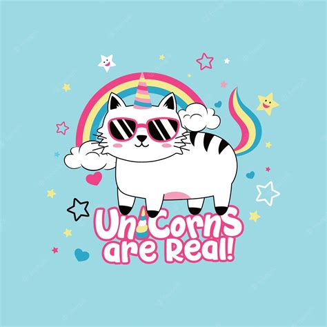 Premium Vector Cute Cat Unicorn Vector Illustrator With Beautiful Cloud And Rainbow