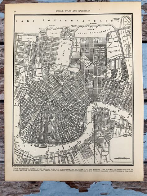 Antique Map Of New Orleans City Map 1937 Historical Print Etsy