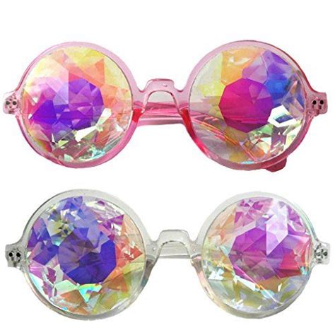 Careonline Set Of 2pcs Festivals Kaleidoscope Glasses Rainbow Prism Sunglasses Goggles