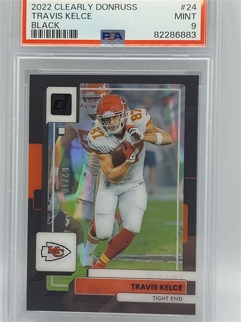 Travis Kelce 10 PSA 9 POP 2 2022 Clearly Donruss Black 24 SSP Chiefs