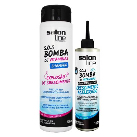 Kit Shampoo 300ml Tônico Fortalecedor Crescimento Acelerado Sos Bomba