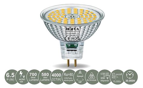 DEIFUA Ampoule LED GU5 3 Blanc Neutre 700 Lumens 6 5W équivalent 60W