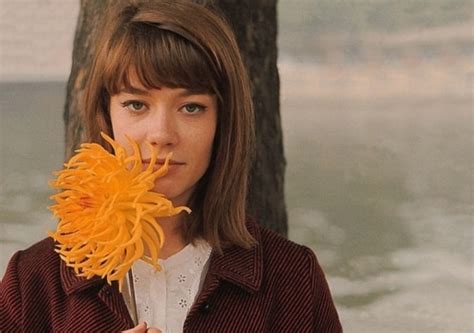 A Woman Holding A Yellow Flower In Front Of Her Face While Standing