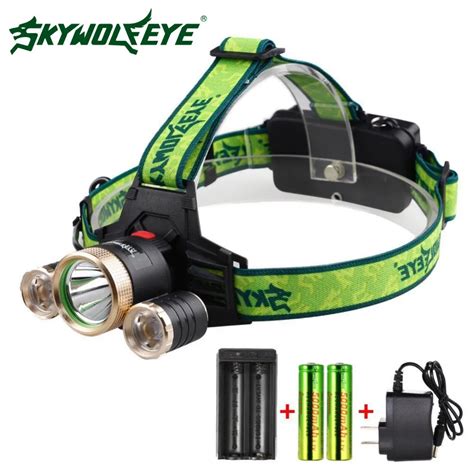 SKYWOLFEYE LED Headlamp 10000 LM T6 3 LED Headlamp 4 Modes Camping