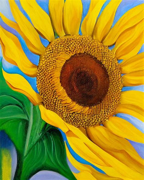 Painting Of A Sunflower By Georgia O Keefe Oil On Stable Diffusion