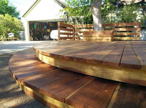 Redwood Circular Deck Pasadena Craftsman Deck Los Angeles By