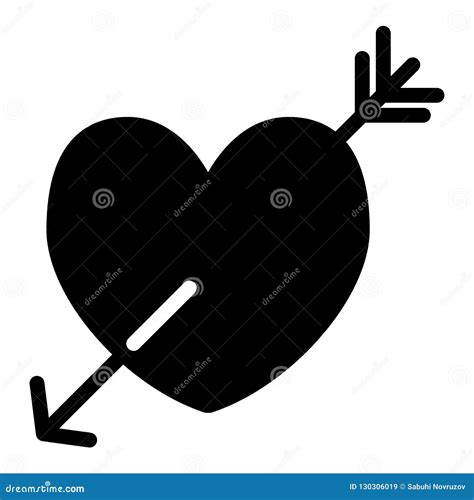 Amour Symbol Solid Icon Heart Pierced With Arrow Vector Illustration