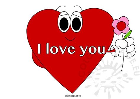 I Love You Red heart – Coloring Page