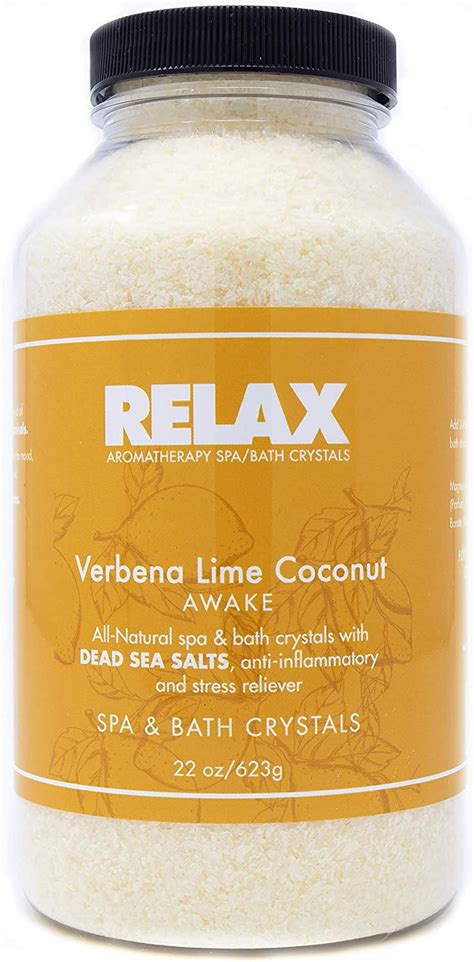 Bath Salts Verbena Lime Coconut 22oz Epsom Salts For Soaking By Relax