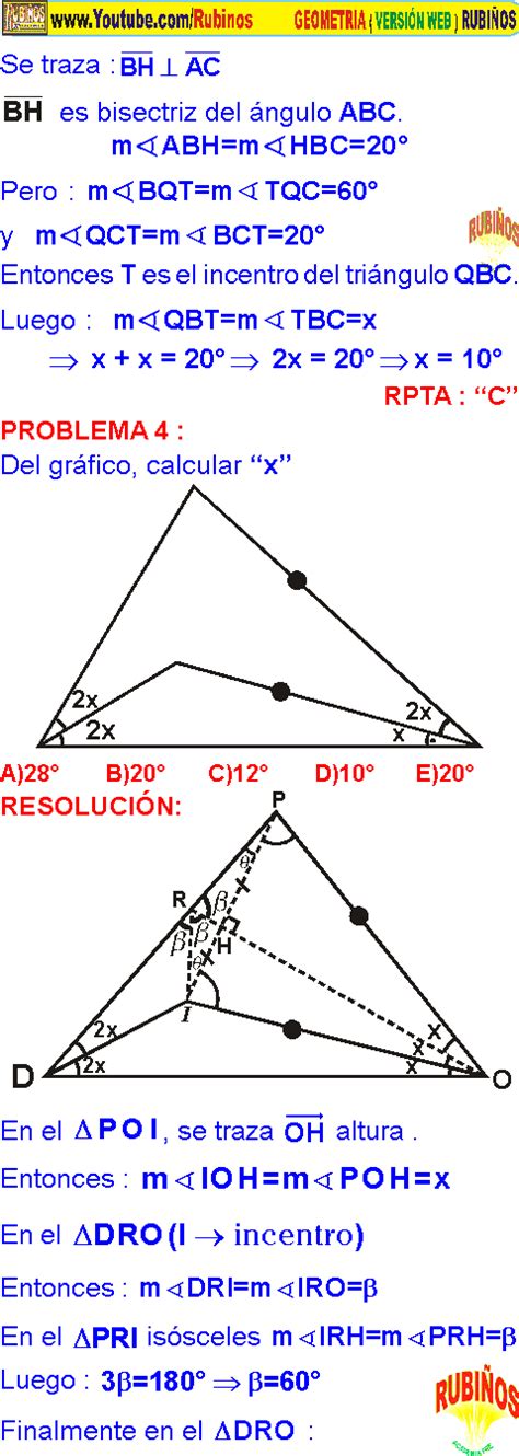 Puntos Notables En El Tri Ngulo Ejercicios Resueltos Pdf