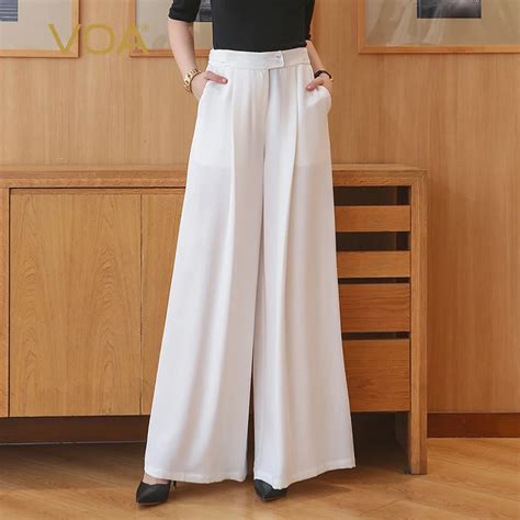 Buy Voa White High Waist Palazzo Pants Plus Size