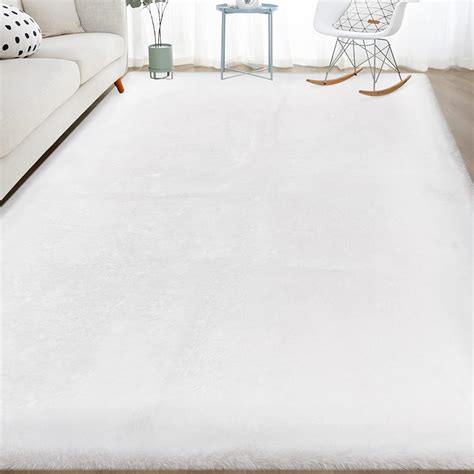 White Faux Rabbit Fur Rug X Fluffy Area Rug For Bedroom Nursery Sofa