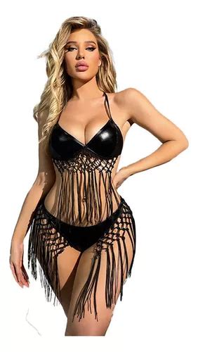 Conjunto De Bikini Sexy Con Flecos De Cuero Meses sin interés