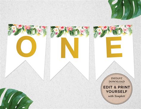 One Banner Editable One Banner First Birthday Banner Etsy First