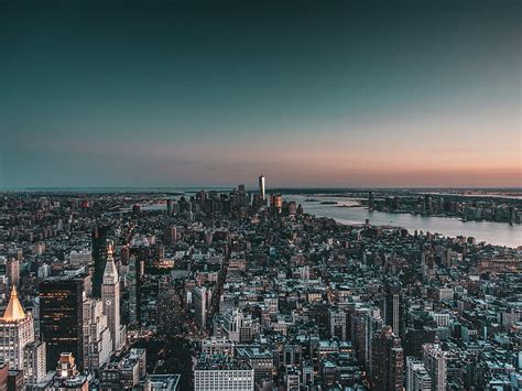 Aerial View Of City Buildings During Night Time Hd Wallpaper Peakpx