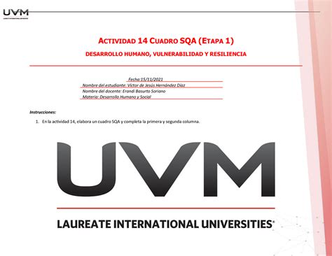 Actividad Cuadro Sqa Etapa Desarrollo Humano Y