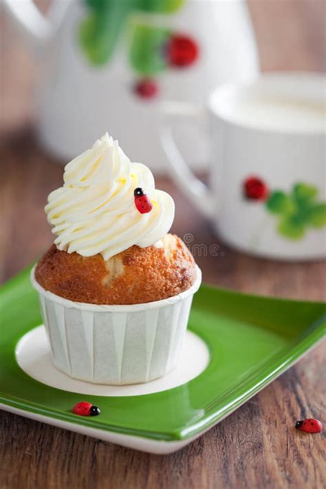 Vanilla cupcake stock photo. Image of gourmet, buttercream - 23006812