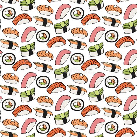 Seamless Sushi Pattern Vector Illustration Stock Vector Illustration