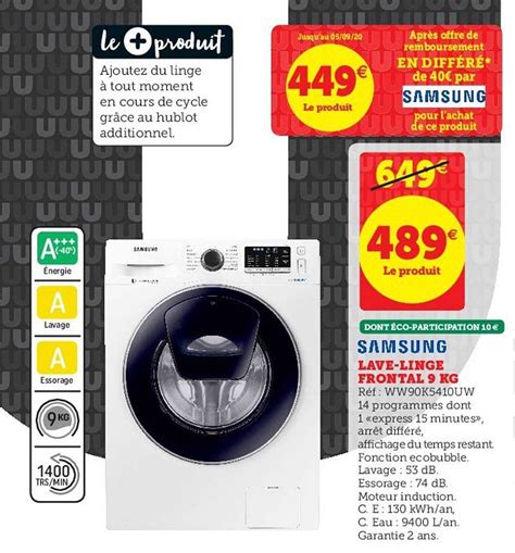 Promo Lave Linge Frontal Kg Samsung Chez Hyper U Icatalogue Fr