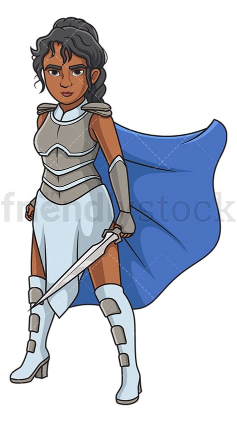 Valkyrie With Cape And Sword Cartoon Clipart Vector - FriendlyStock