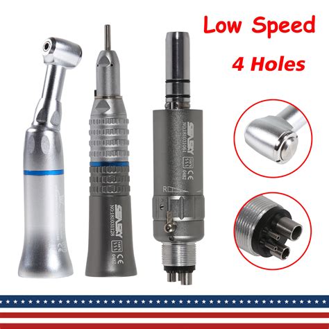 Dental Slow Low Speed Handpiece Contra Angle Straight Air Motor 4 Hole