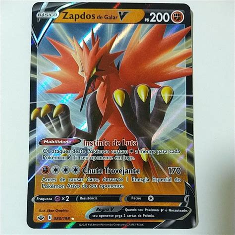 Carta Pokemon Zapdos De Galar V Reinado Arrepiante Shopee Brasil