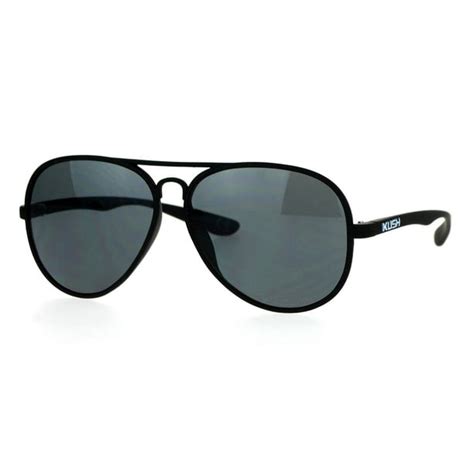 Kush Kush Mens Rubberized Matte Plastic Frame Aviator Sunglasses Black