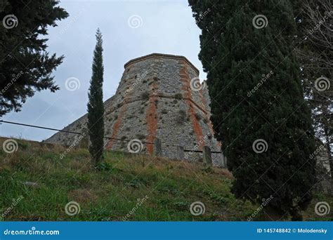 Medieval Castle Walls in Verucchio, Italy Stock Photo - Image of houses ...