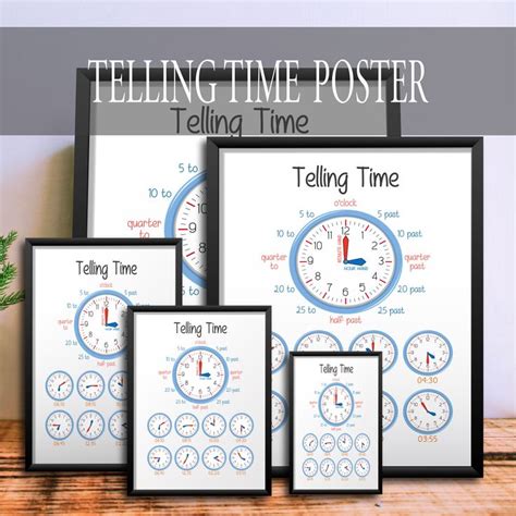 Telling Time Poster Printable Clock Kids Learning Game Homeschool