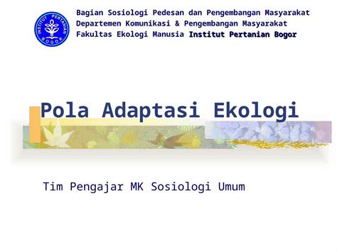 PPT Bab Pola Adaptasi Ekologi DOKUMEN TIPS