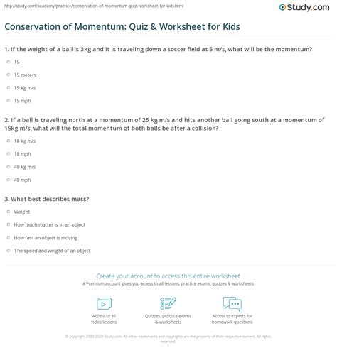 Conservation Of Momentum Worksheet Worksheets Library