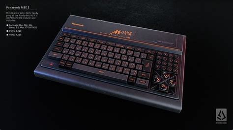 3D model Panasonic MSX 2 Retro Computer Keyboard Console VR / AR / low ...