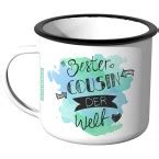 Juniwords Emaille Tasse Bester Cousin Der Welt Aquarell