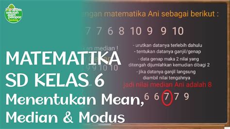 Menentukan Mean Median Modus Matematika Kelas VI SD YouTube